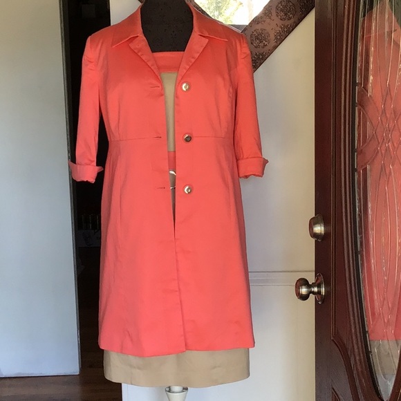 Chadwicks Dresses Chadwicks 2 Piece Dress Coat Coral Tan P Poshmark